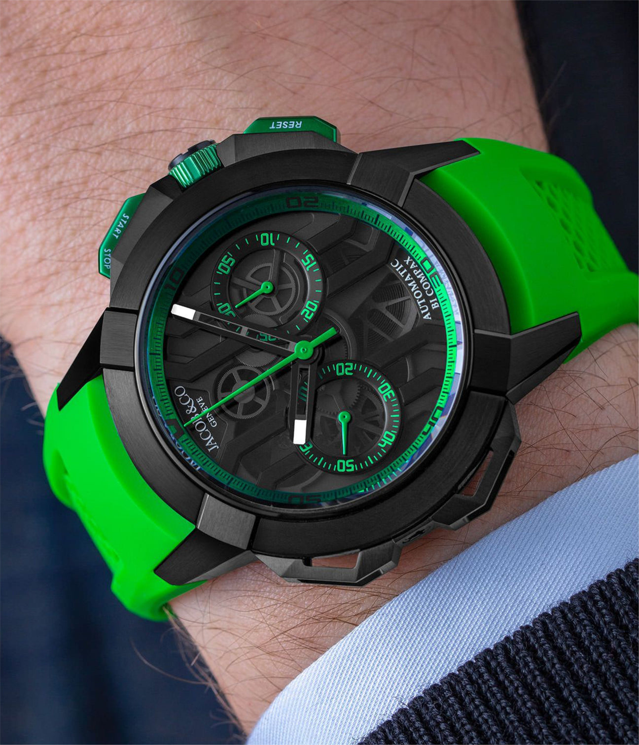 Jacob & Co. Epic X Chrono 44 mm - Black Titanium - Green Inner Ring